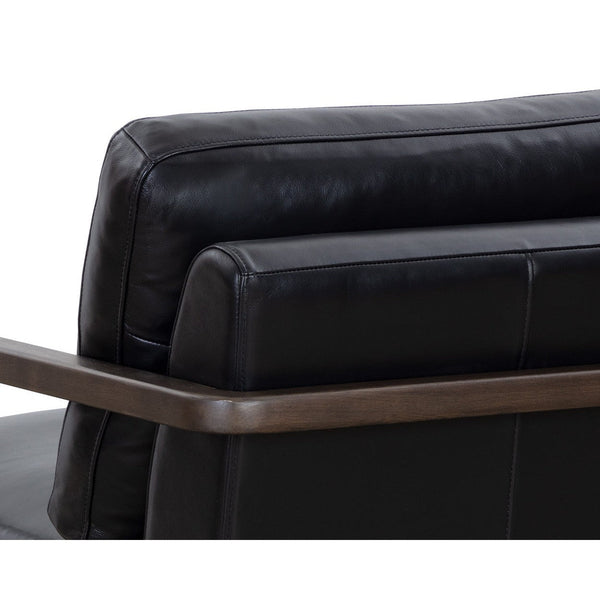 Castell Swivel Lounge Chair - Brown - Cortina Black Leather