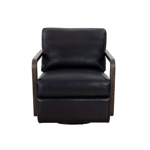 Castell Swivel Lounge Chair - Brown - Cortina Black Leather