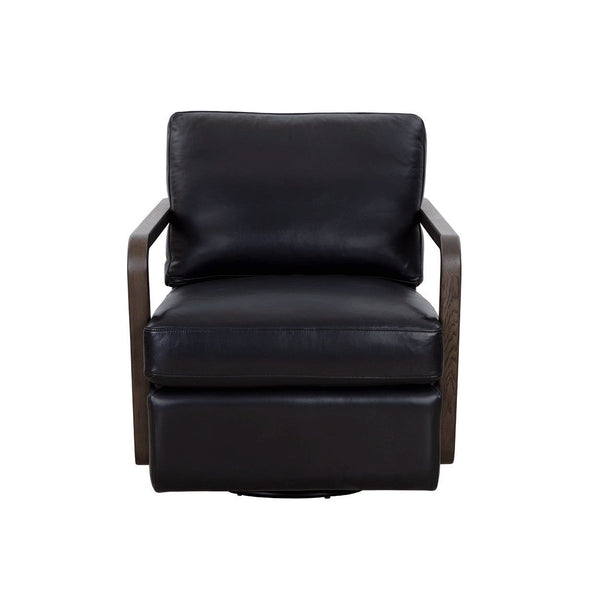 Castell Swivel Lounge Chair - Brown - Cortina Black Leather