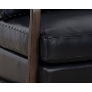 Castell Swivel Lounge Chair - Brown - Cortina Black Leather