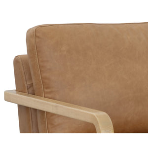 Castell Swivel Lounge Chair - Rustic Oak - Ludlow Sesame Leather