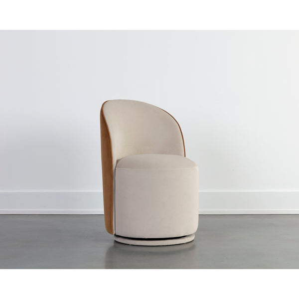 Cavoli Swivel Dining Chair - Meg Taupe / Meg Gold