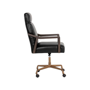 Collin Office Chair - Brown - Cortina Black Leather