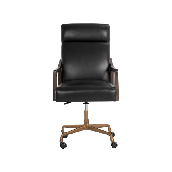 Collin Office Chair - Brown - Cortina Black Leather