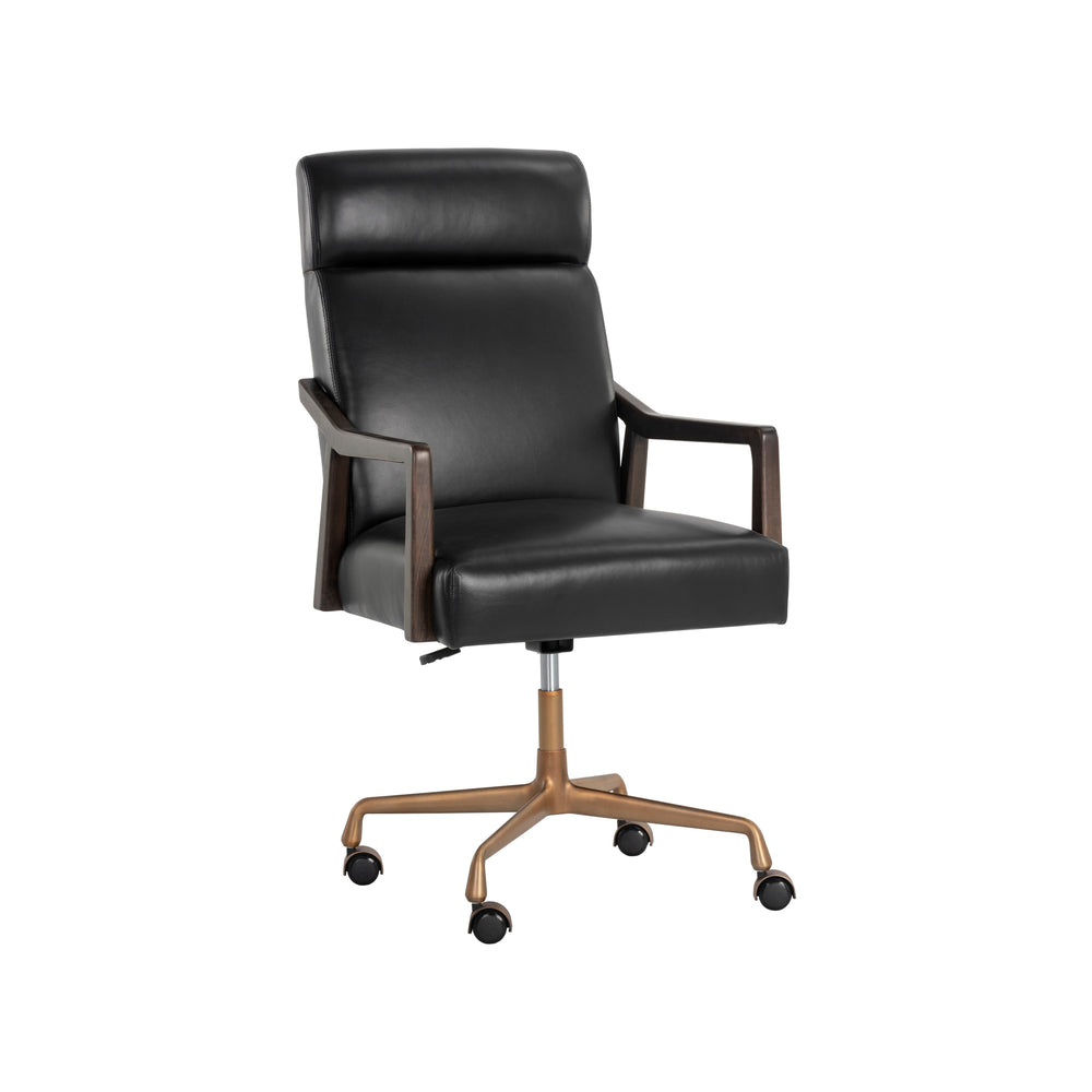 Collin Office Chair - Brown - Cortina Black Leather
