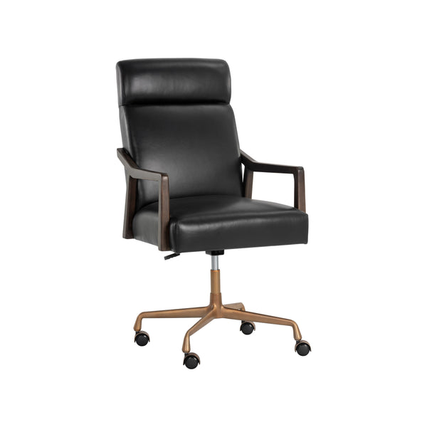 Collin Office Chair - Brown - Cortina Black Leather