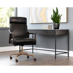 Collin Office Chair - Brown - Cortina Black Leather