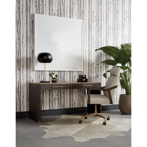 Collin Office Chair - Brown - Saloon Light Grey Leather