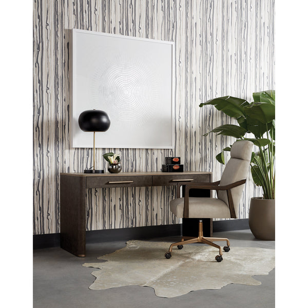 Collin Office Chair - Brown - Saloon Light Grey Leather