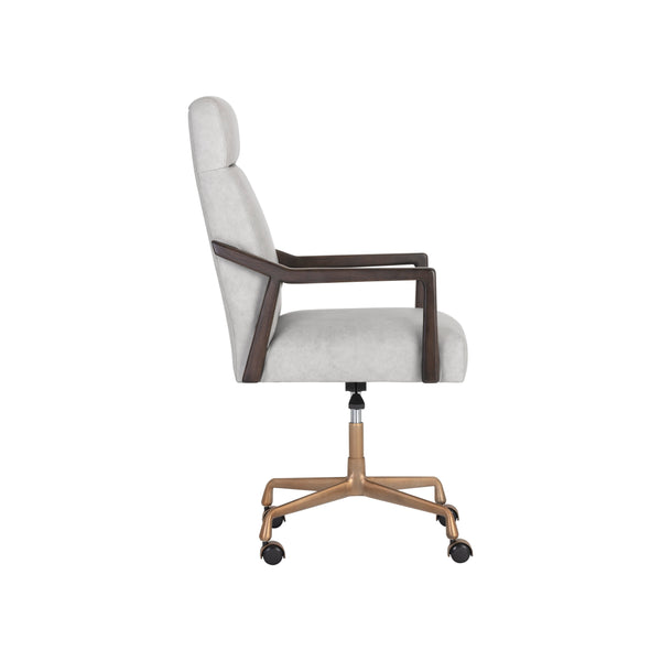 Collin Office Chair - Brown - Saloon Light Grey Leather