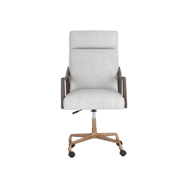 Collin Office Chair - Brown - Saloon Light Grey Leather
