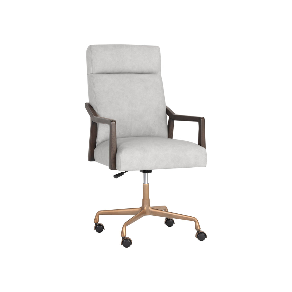 Collin Office Chair - Brown - Saloon Light Grey Leather