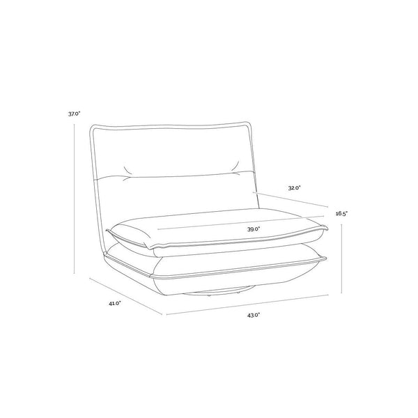 Colson Swivel Armless Chair - Cognac Leather