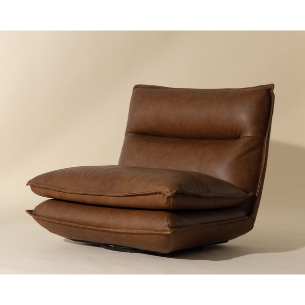 Colson Swivel Armless Chair - Cognac Leather