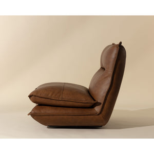 Colson Swivel Armless Chair - Cognac Leather