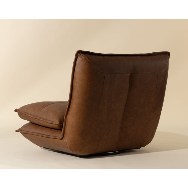 Colson Swivel Armless Chair - Cognac Leather