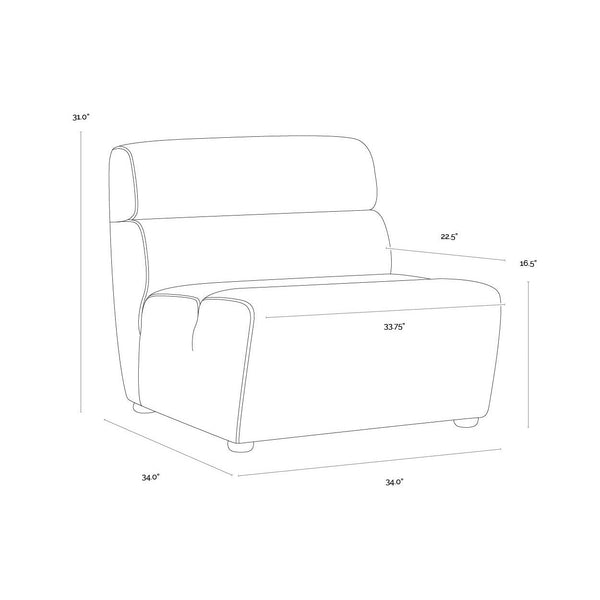 Cornell Modular Armless Chair - Polo Club Stone