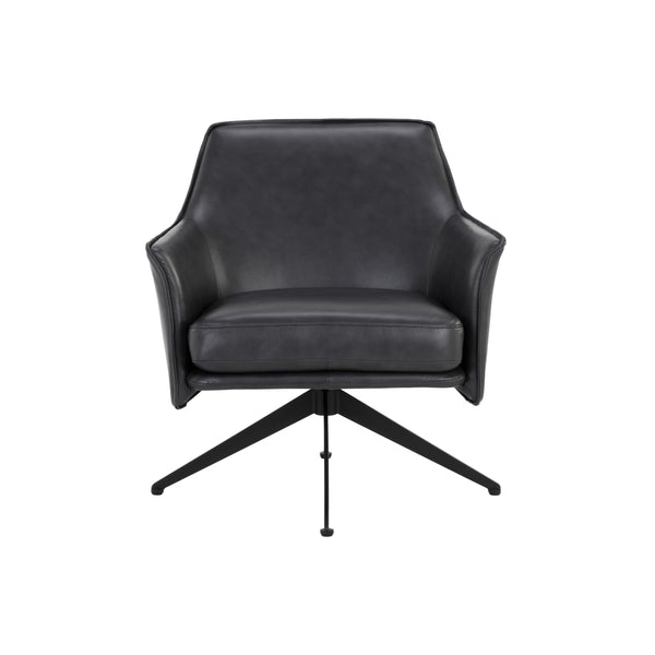 Crosby Swivel Lounge Chair - Alpine Black Leather