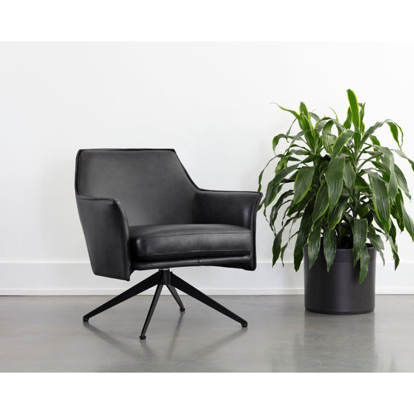 Crosby Swivel Lounge Chair - Alpine Black Leather