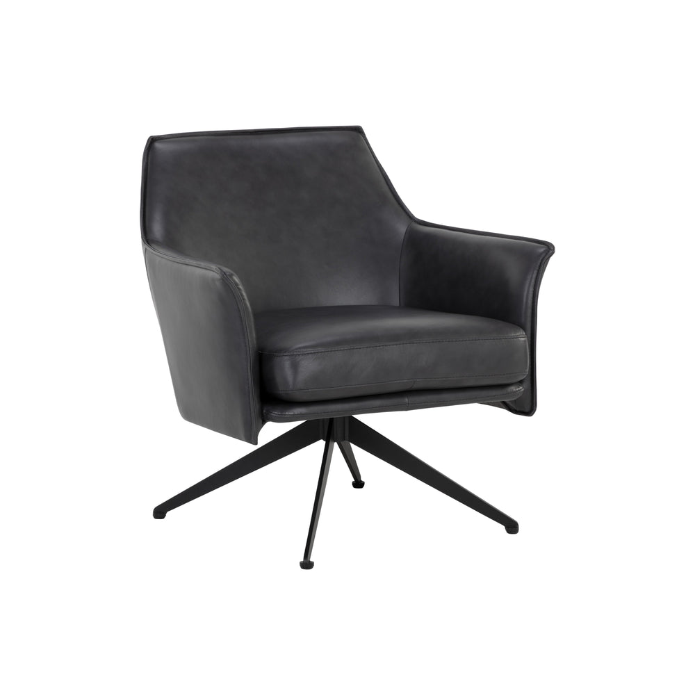 Crosby Swivel Lounge Chair - Alpine Black Leather