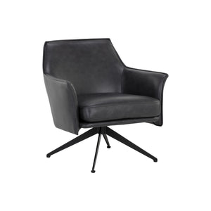 Crosby Swivel Lounge Chair - Alpine Black Leather