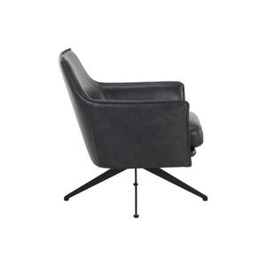 Crosby Swivel Lounge Chair - Alpine Black Leather