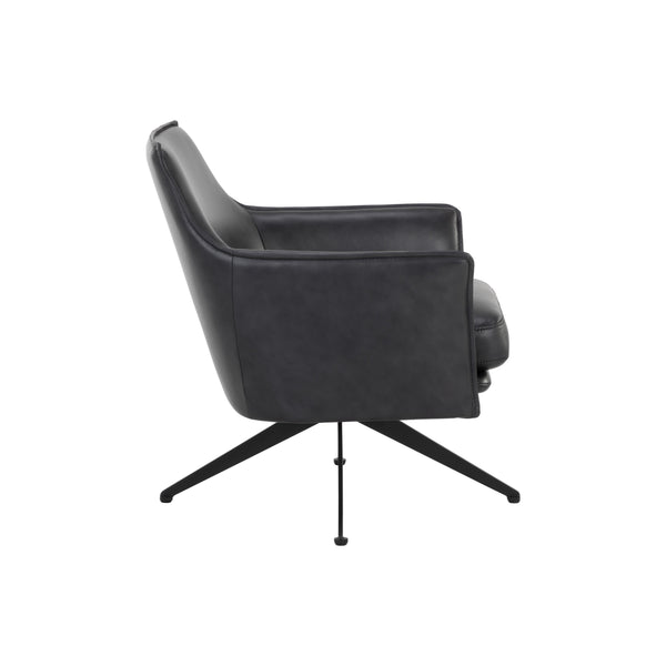 Crosby Swivel Lounge Chair - Alpine Black Leather