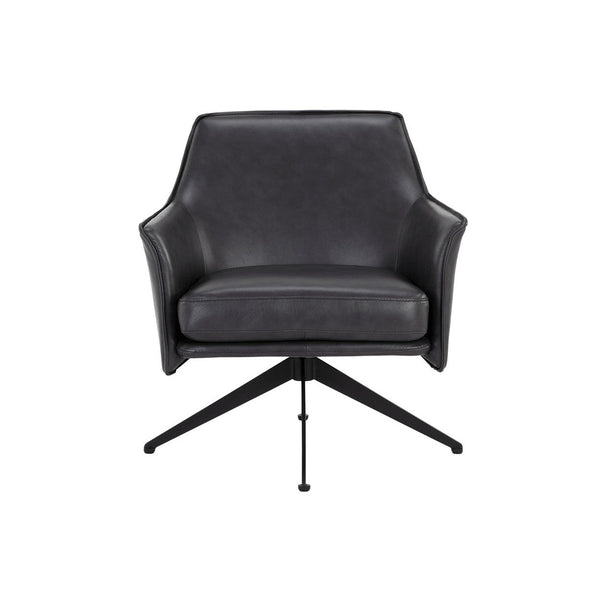 Crosby Swivel Lounge Chair - Alpine Black Leather