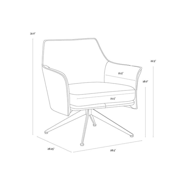 Crosby Swivel Lounge Chair - Missouri Cognac Leather