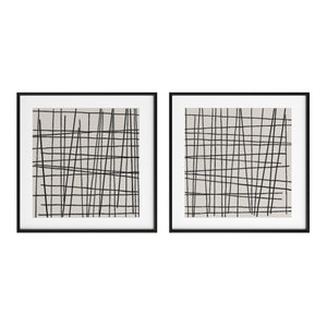 Crosshatch (Set Of 2) - 48" X 48" - Black Floater Frame