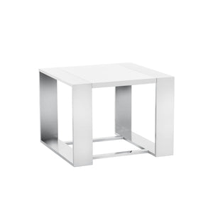Dalton End Table - Stainless Steel High Gloss White