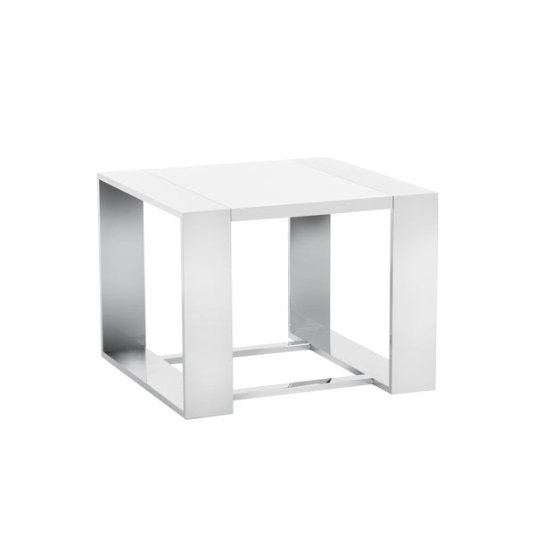 Dalton End Table - Stainless Steel High Gloss White