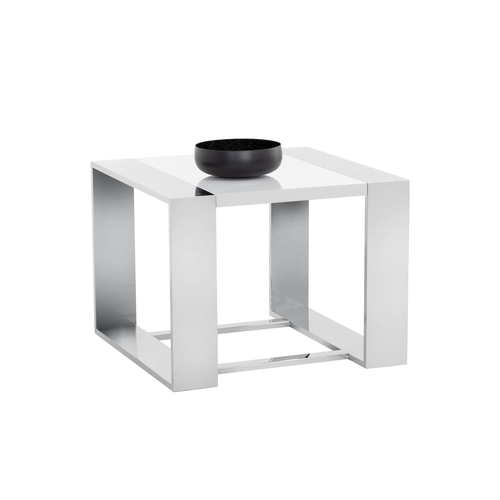 Dalton End Table - Stainless Steel High Gloss White
