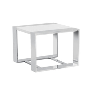 Dalton End Table - Stainless Steel High Gloss White