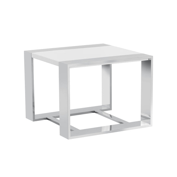 Dalton End Table - Stainless Steel High Gloss White