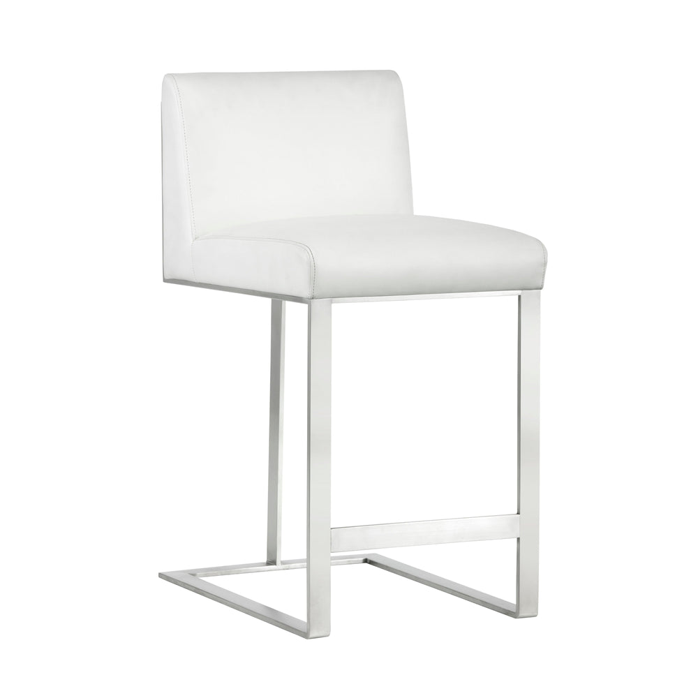 Dean Counter Stool - Stainless Steel - Cantina White