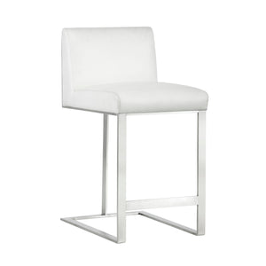 Dean Counter Stool - Stainless Steel - Cantina White