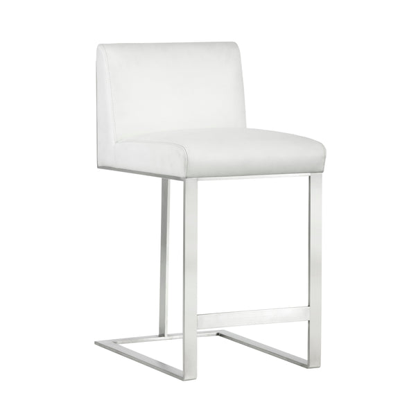 Dean Counter Stool - Stainless Steel - Cantina White