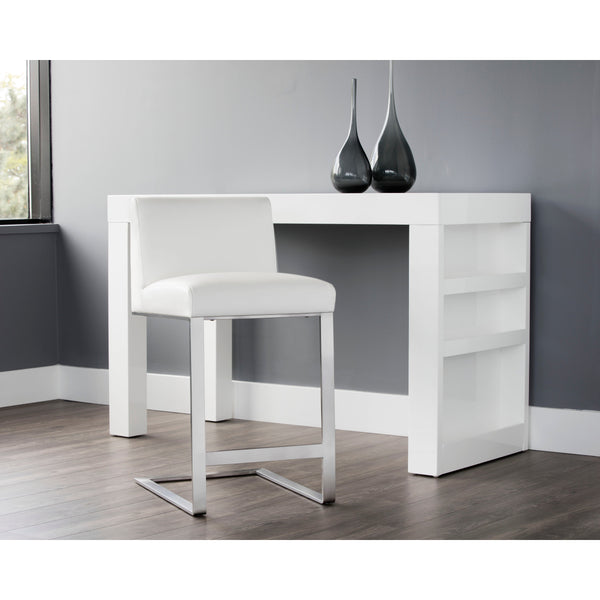 Dean Counter Stool - Stainless Steel - Cantina White