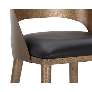 Dezirae Barstool - Antique Brass - Charcoal Black Leather