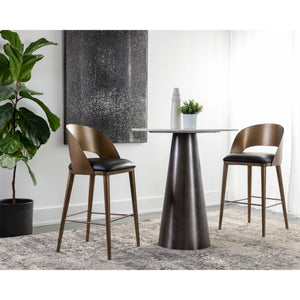 Dezirae Barstool - Antique Brass - Charcoal Black Leather