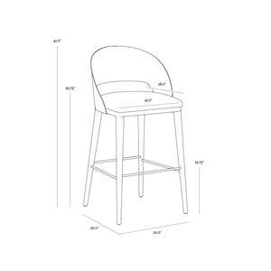 Dezirae Barstool - Antique Brass - Charcoal Black Leather