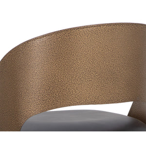 Dezirae Barstool - Antique Brass - Charcoal Black Leather