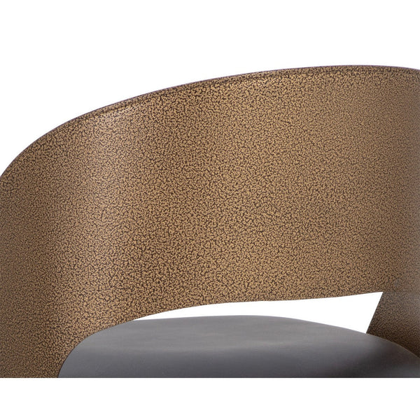 Dezirae Barstool - Antique Brass - Charcoal Black Leather