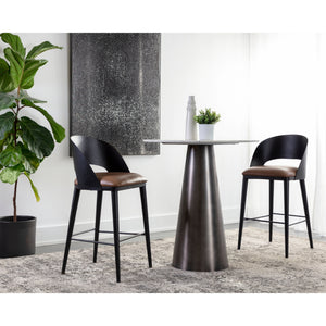 Dezirae Barstool - Black - Cognac Leather