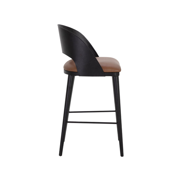 Dezirae Barstool - Black - Cognac Leather