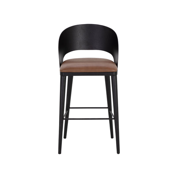 Dezirae Barstool - Black - Cognac Leather
