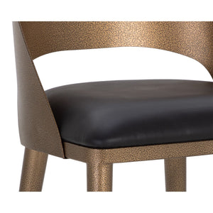 Dezirae Counter Stool - Antique Brass - Charcoal Black Leather