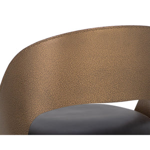 Dezirae Counter Stool - Antique Brass - Charcoal Black Leather