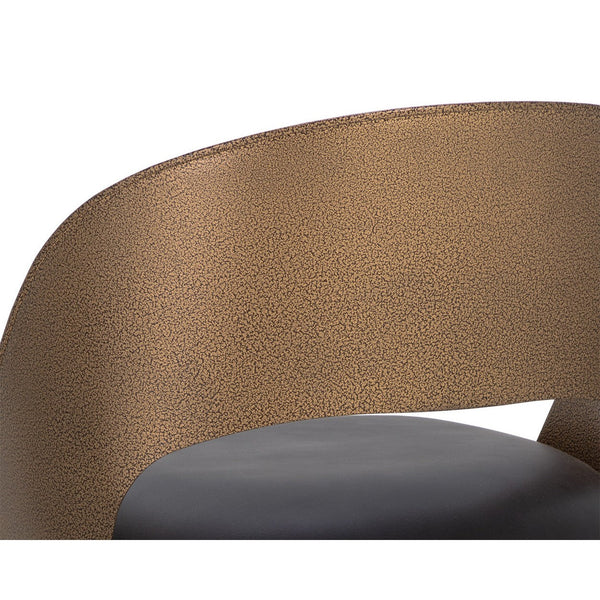 Dezirae Counter Stool - Antique Brass - Charcoal Black Leather